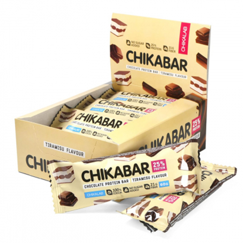 Chika Layers Protein Bar 60 G 12 Pcs in Box - Tiramisu with Milk Filling Best Price in Dubai