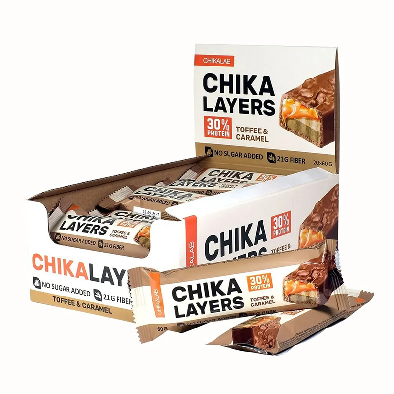 Chikalab Chika Layers Protein Bars Toffee Caramel 60g x 20 in Box Best Price in UAE