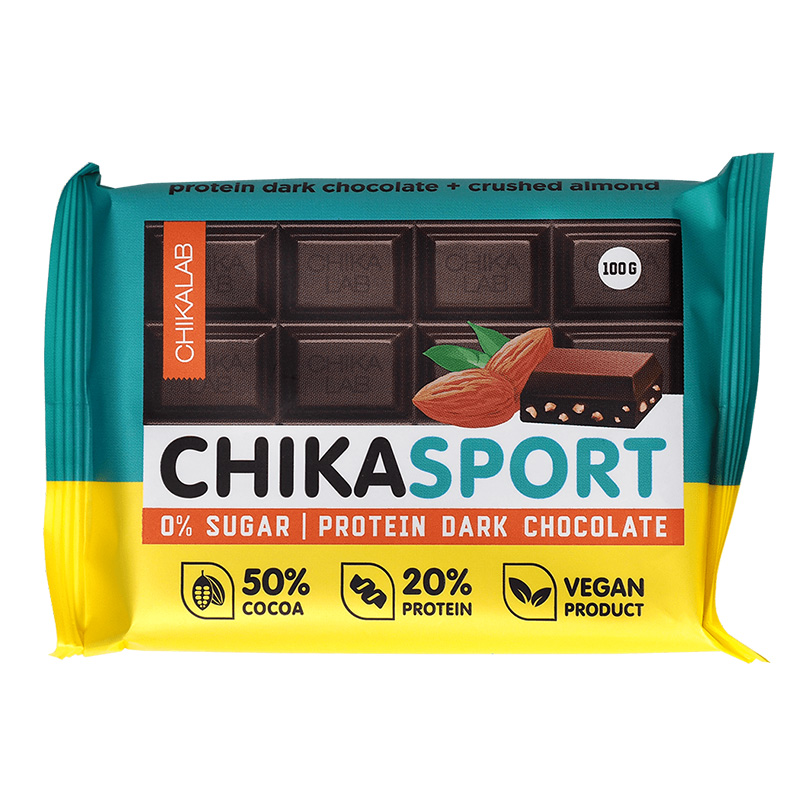 ChikaLab Chika Sport Protein Bar - Dark Chocolate Almond 1x4 Box Best Price in UAE