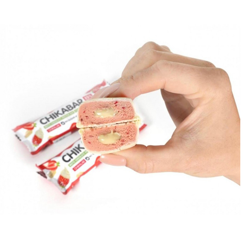 Chikalab Chikabar Protein Bar with Filling 60g 20 in a Box Strawberry Best Price in Dubai