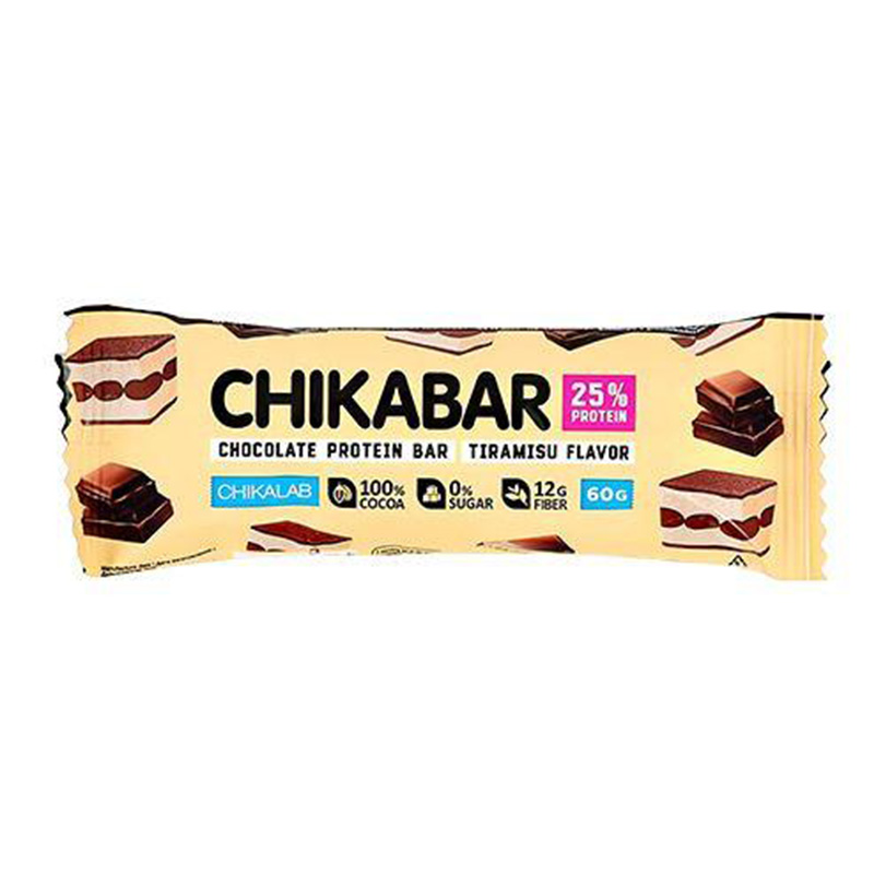 Chikalab Chikabar Protein Bar with Filling 60g 20 in a Box Tiramisu Best Price in UAE