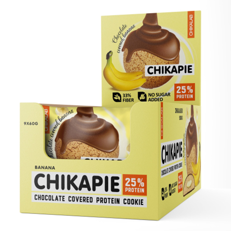 ChikaLab Protein Cookies 60 G 9 Pcs in Box - Banana in Chocolate