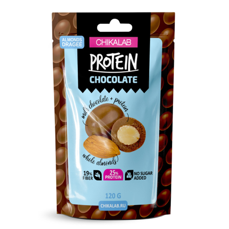 ChikaLab Protein Dragee Chocolate Balls 120 G - Almonds in Milk Chocolate