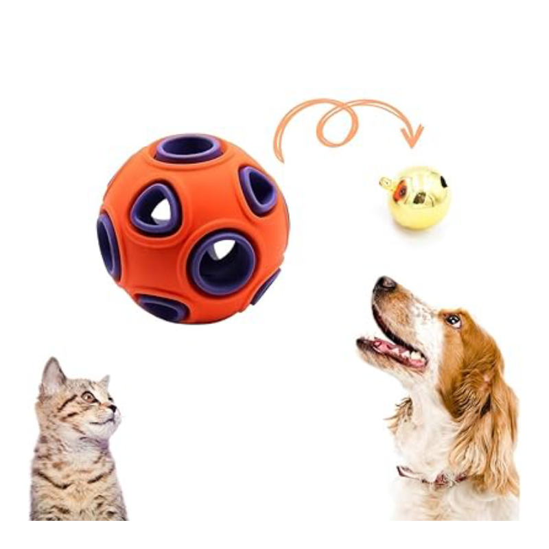 Dog Interactive Toy with Ring Bell Squeak Toy - Orange