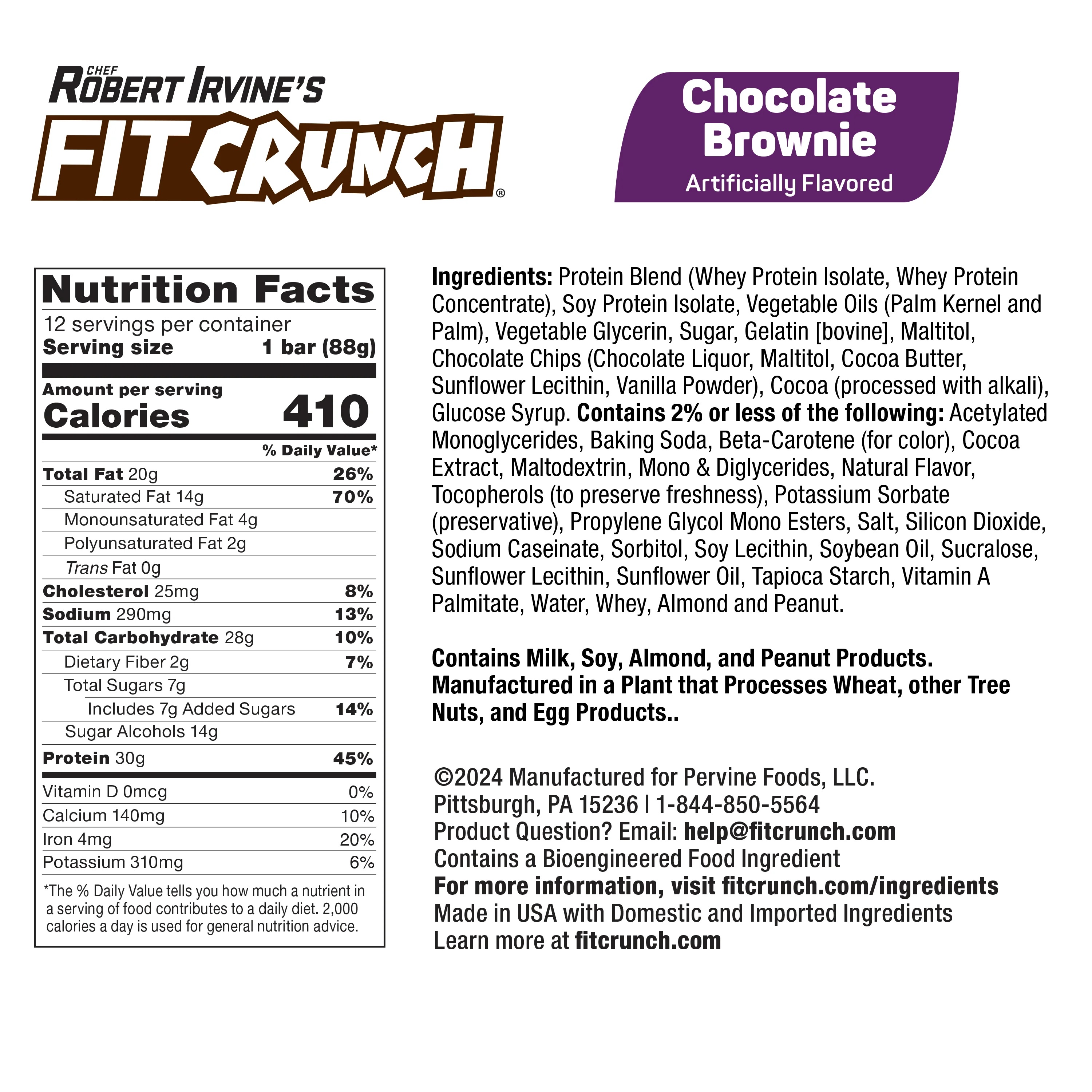 Fit Crunch High Protein Baked Bar 12 Pcs in Box - Chocolate Browine Best Price in Dubai