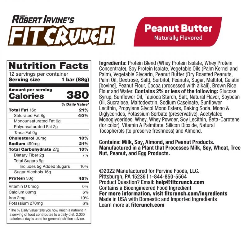 Fit Crunch High Protein Baked Bar 12 Pcs in Box - Peanut Butter Best Price in Abu Dhabi