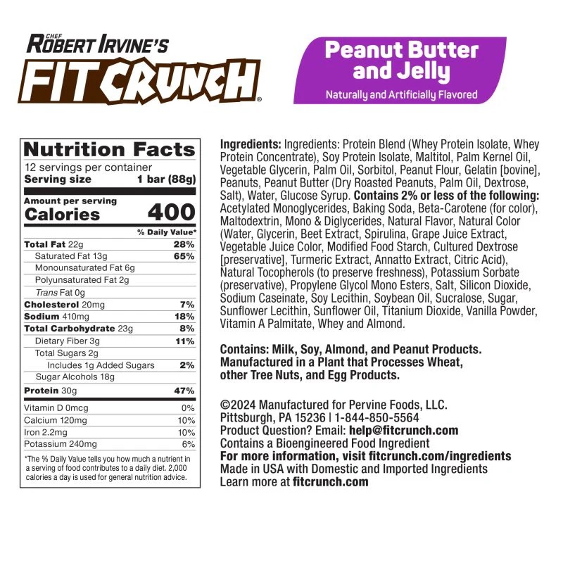 Fit Crunch High Protein Baked Bar 12 Pcs in Box - Peanut Butter & Jelly Best Price in Abu Dhabi