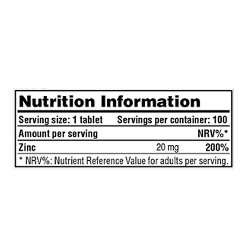 Galvanize Nutrition Zinc 20 Mg 100 Tablets Best Price in UAE