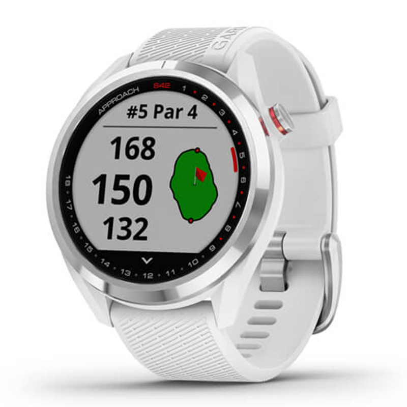Garmin Approach S42 Polished Silver with White Band Watch