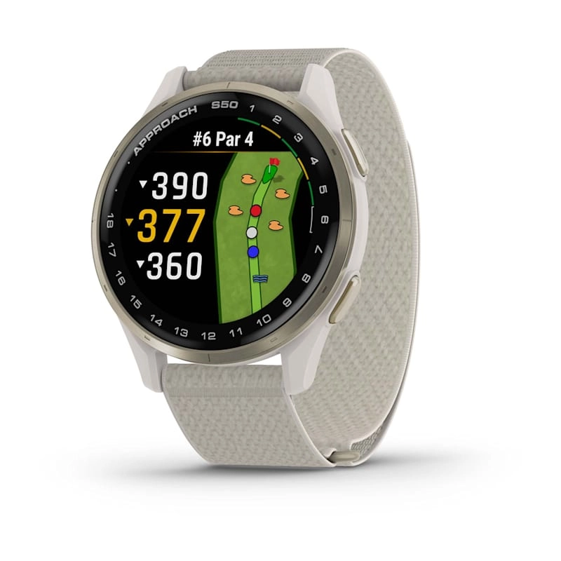 Garmin Approach S50 Cream Gold Aluminium Bezel with Ivory ComfortFit Nylon Band Watch Best Price in UAE