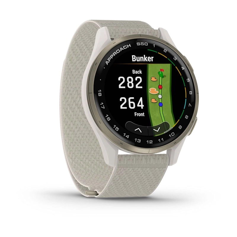 Garmin Approach S50 Cream Gold Aluminium Bezel with Ivory ComfortFit Nylon Band Watch Best Price in Abu Dhabi