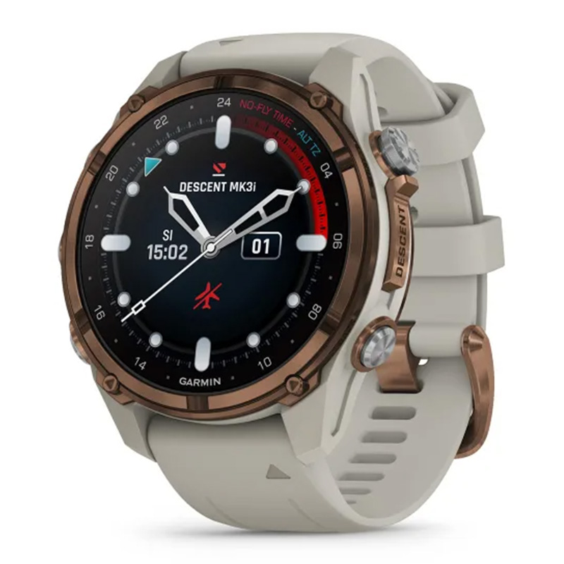 Garmin Descent MK3i – 43 mm Bronze PVD Titanium with French Grey Silicone Band Watch