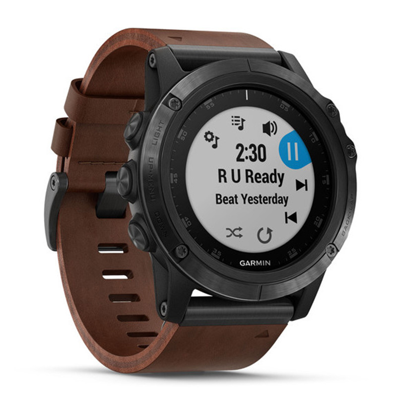 Garmin Fenix 5X Plus Sapphire Slate Grey with Brown Leather Band 51mm Best Price in Abudhabi