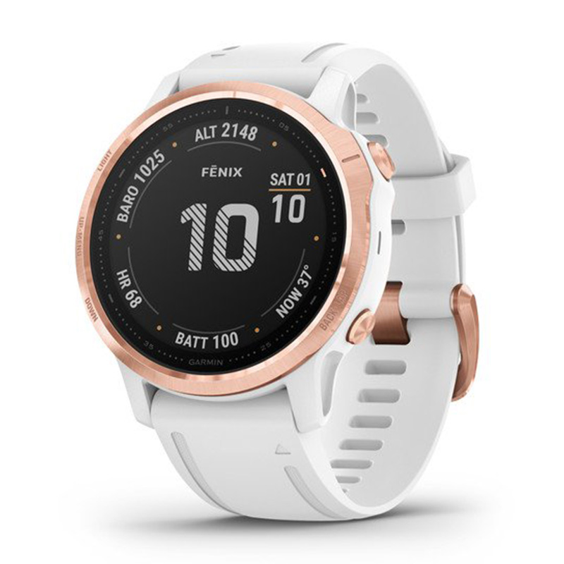 Garmin Fenix 6S Pro-Editions 42mm Rose Gold Tone with White Band Watch