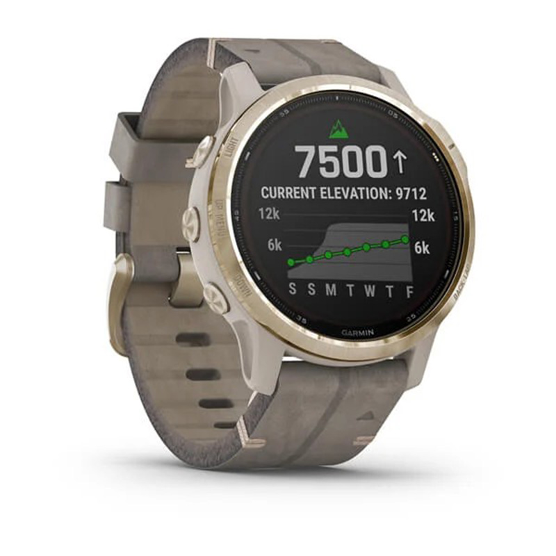 Garmin Fenix 6S Pro Solar Edition Light Gold with Shale Gray Suede Band 42mm Music WiFi Best Price in UAE