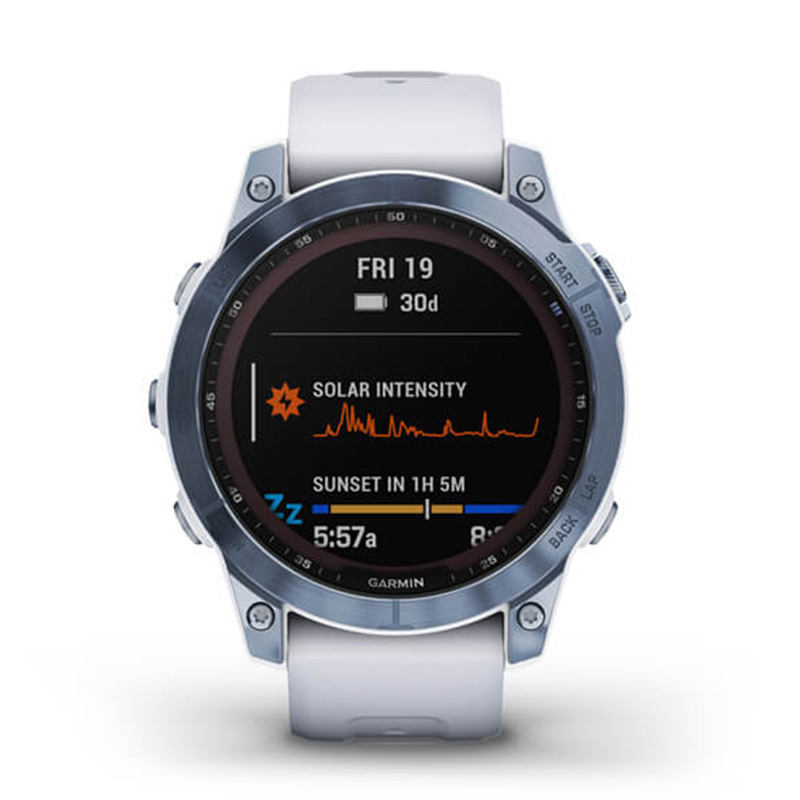 Garmin fÄ“nix 7 Sapphire Solar Mineral Blue DLC Titanium with Whitestone Band 47 MM Watch Best Price in Dubai