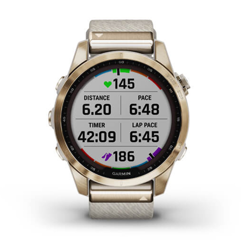 Garmin fenix 7S Sapphire Solar Cream Gold Titanium with Cream Heathered Nylon Band 42 MM Watch Best Price in Dubai