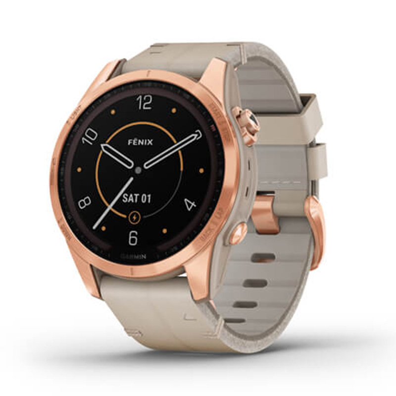 Garmin fenix 7S Sapphire Solar Rose Gold Titanium with Limestone Leather Band 42 MM Watch Best Price in Dubai