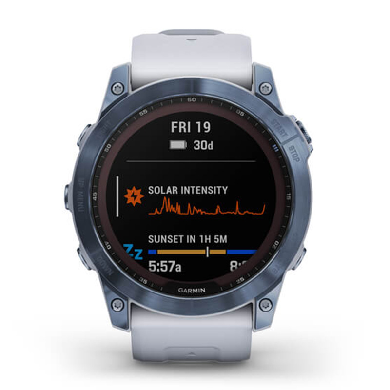 Garmin fenix 7X Sapphire Solar Mineral Blue DLC Titanium with Whitestone Band 51 MM Watch Best Price in Dubai