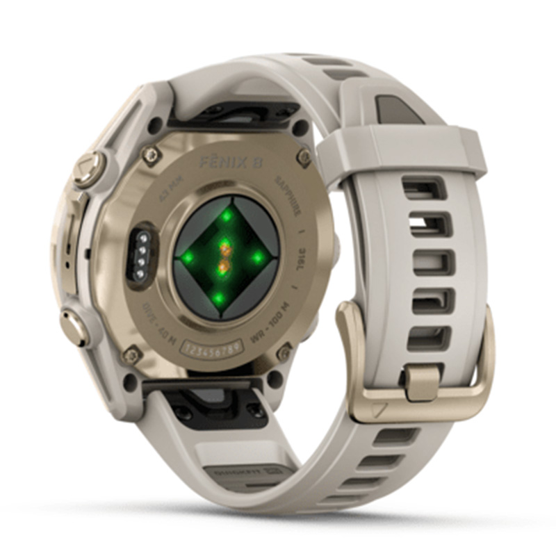 Garmin Fenix 8 – 43 mm Sapphire Soft Gold With Fog Gray/Dark Watch Best Price in Dubai