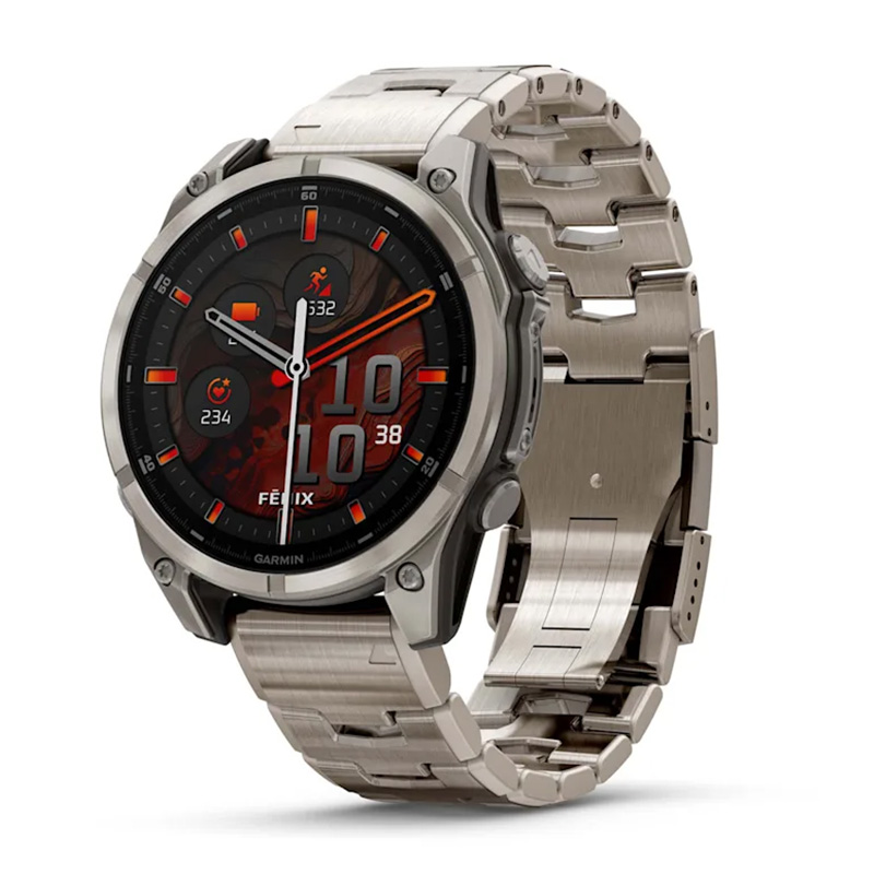 Garmin Fenix 8 – 47 mm Amoled Sapphire Bare Titanium Graphite With A Titanium Band Plus a Graphite Silicone Band Watch