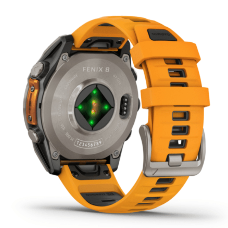 Garmin Fenix 8 – 47 mm Amoled Sapphire Titanium With A Spark Orange/Graphite Silicone Band Watch Best Price in Dubai