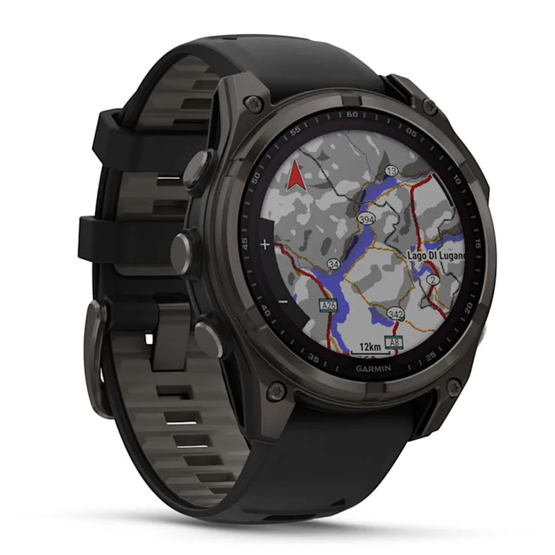 Garmin Fenix 8 – 47 mm Solar Sapphire Carbon Gray Dlc Titanium With Black/pebble Gray Silicone Band Watch Best Price in Abu Dhabi