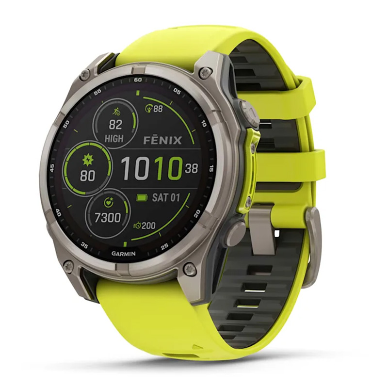 Garmin Fenix 8 – 47 mm Solar Sapphire Titanium With An Amp Yellow/graphite Silicone Band Watch