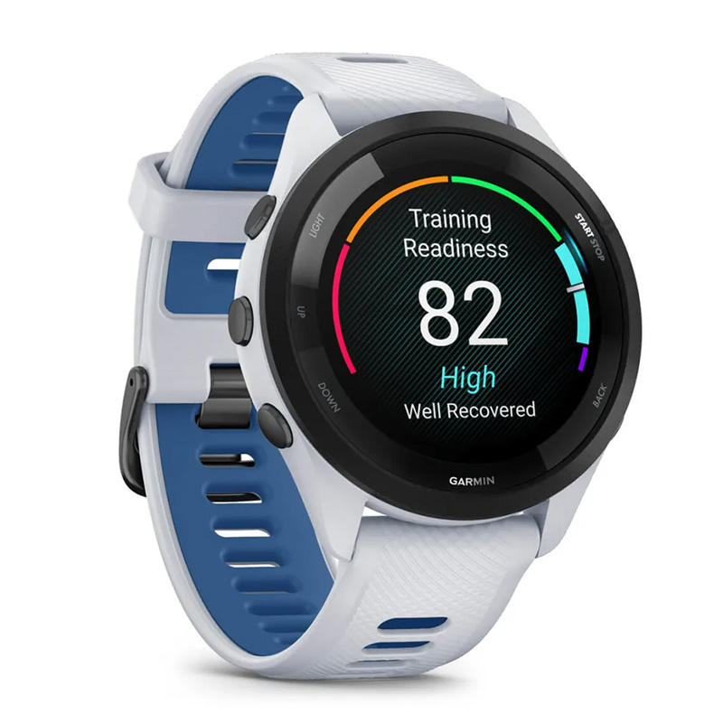 Garmin Forerunner 265 Black Bezel with Whitestone Case and Whitestone/Tidal Blue Silicone Band 46MM Watch Best Price in Abu Dhabi