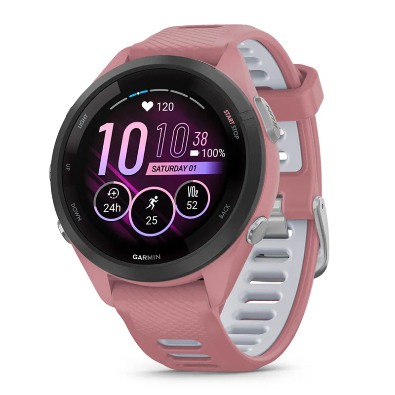 Garmin Forerunner 265S Black Bezel with Light Pink Case and Light Pink/Powder Grey Silicone Band 42 MM Best Price in UAE