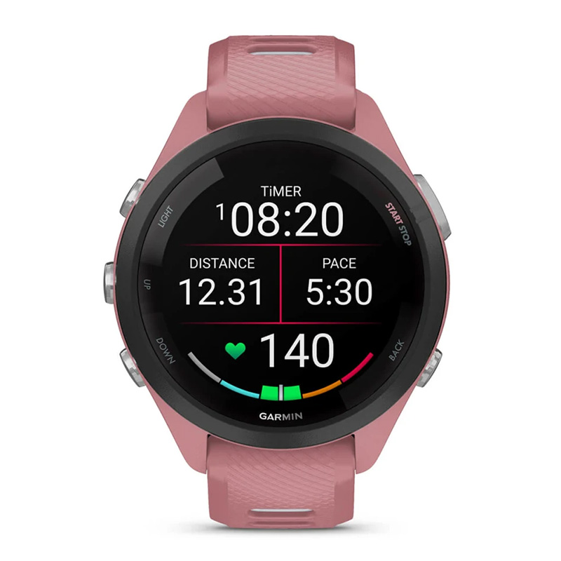 Garmin Forerunner 265S Black Bezel with Light Pink Case and Light Pink/Powder Grey Silicone Band 42 MM Best Price in Dubai