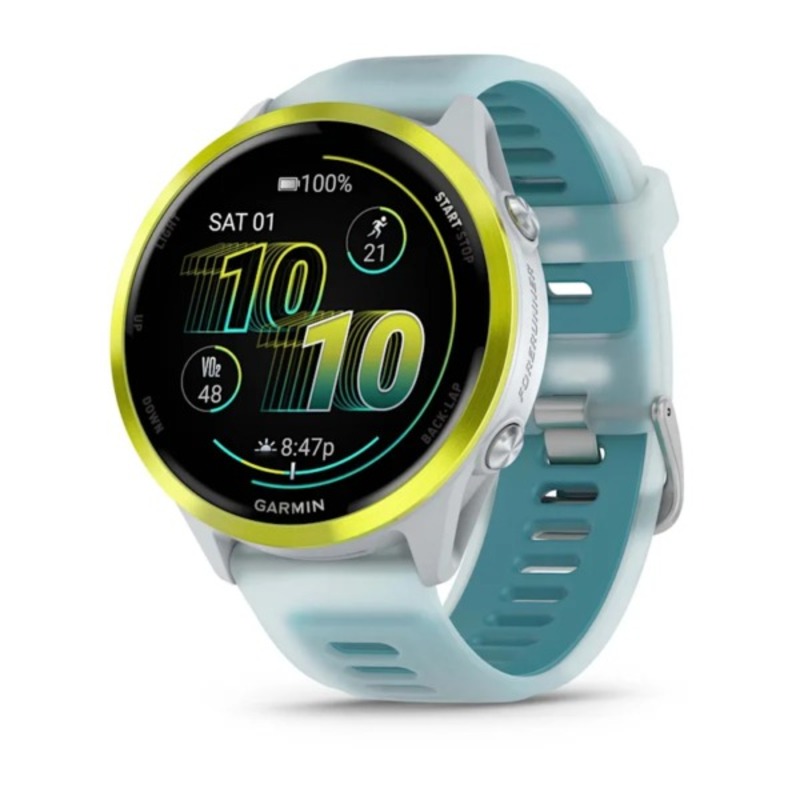 Garmin Forerunner 570 - 47mm Amp Yellow Aluminum with Translucent Whitestone/Turquoise Band