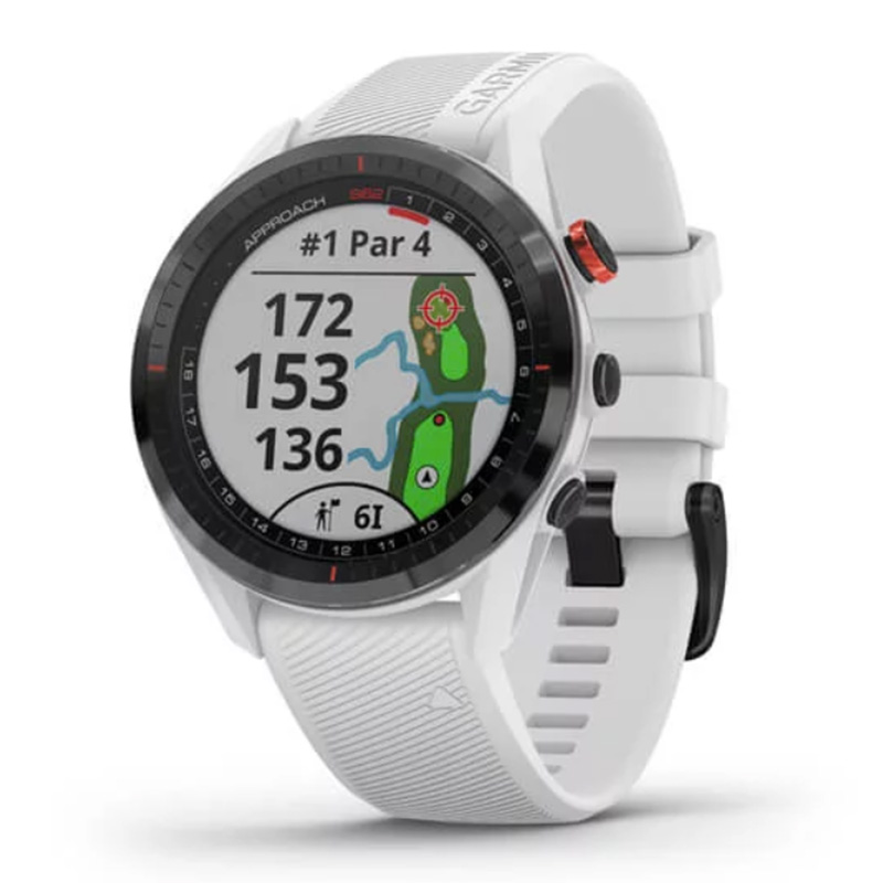 Garmin Golf Watch Approach S62 Black Ceramic Bezel with White Silicone Band