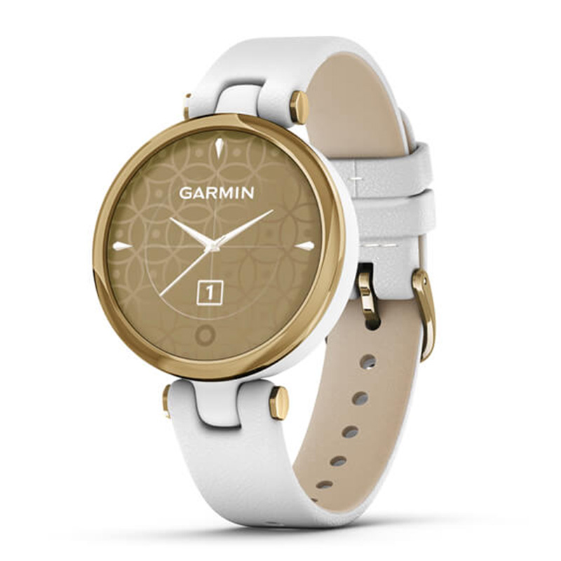 Garmin Lily Classic Light Gold Bezel with White Case and Italian Leather Band