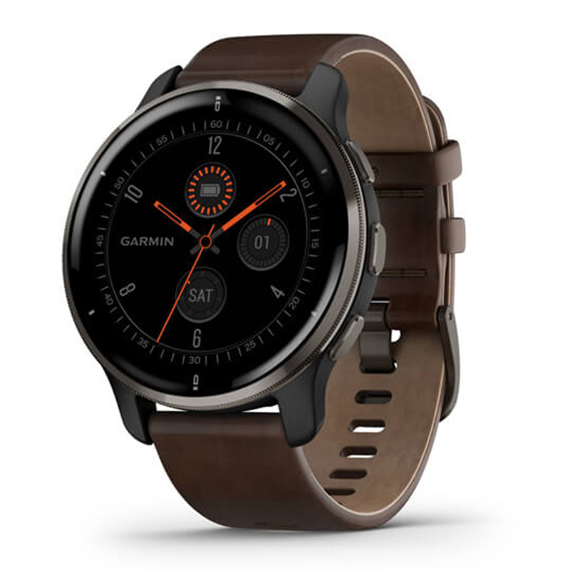Garmin Venu 2 Plus Slate Stainless Steel Bezel With Slate Case And Brown Leather Band 43 mm Best Price in UAE