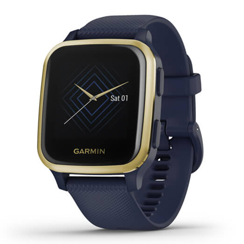 Garmin Venu Sq - Music Edition Light Gold With Navy Case Silicone Band 40 MM