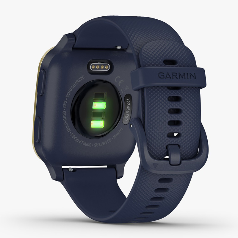 Garmin Venu Sq - Music Edition Light Gold With Navy Case Silicone Band 40 MM Best Price in Dubai
