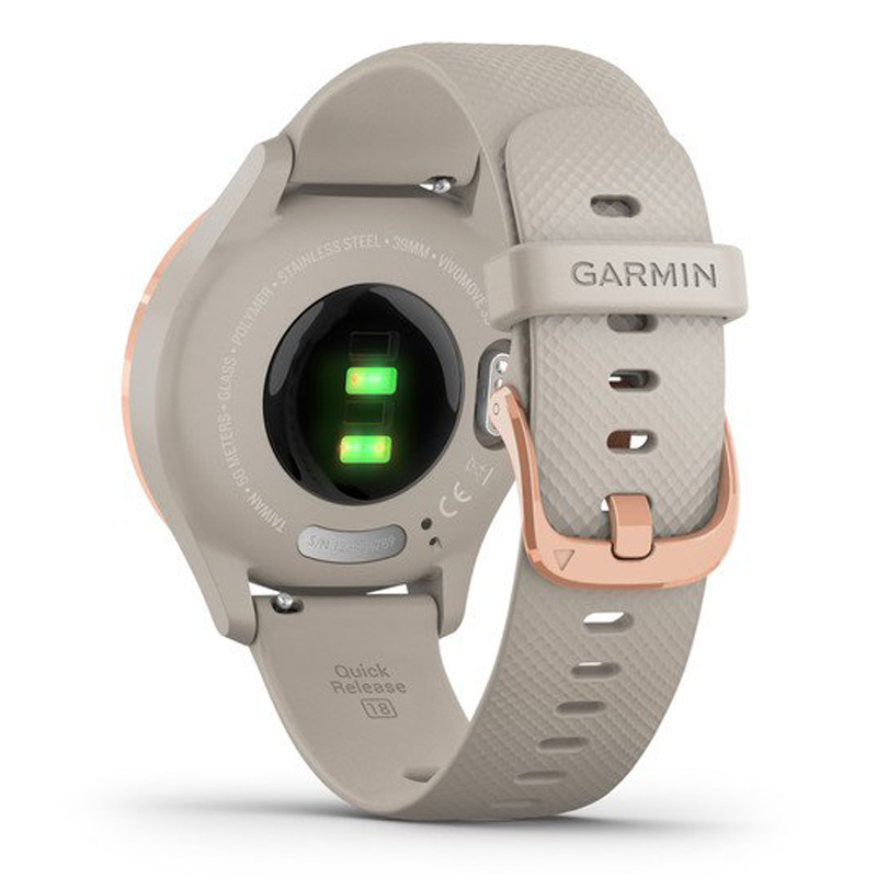 Garmin Vivomove 3S-39Mm Rose Gold Stainless Steel Bezel With Light Sand Case And Silicone Band Best Price in UAE