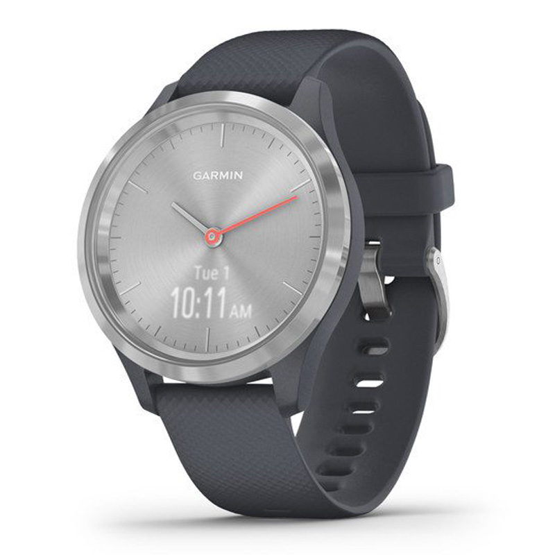 Garmin Vivomove 3S-39Mm Silver Stainless Steel Bezel With Granite Blue Case And Silicone Band