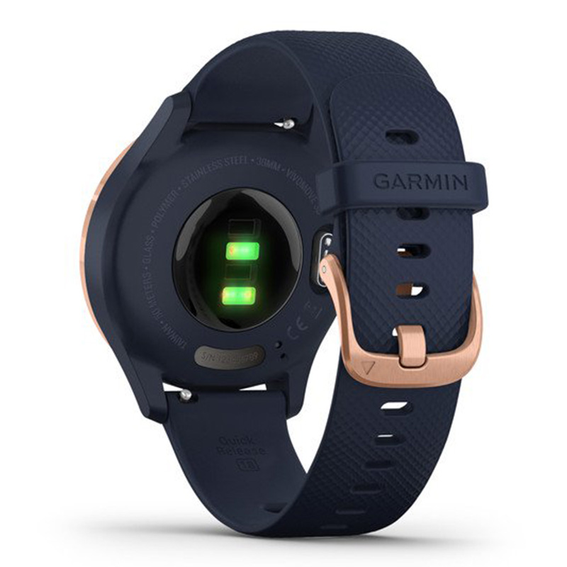 Garmin VivoMove 3S Rose Gold Stainless Steel Bezel With Navy Case And Silicone Band 39 mm (010-02238-03) Best Price in UAE