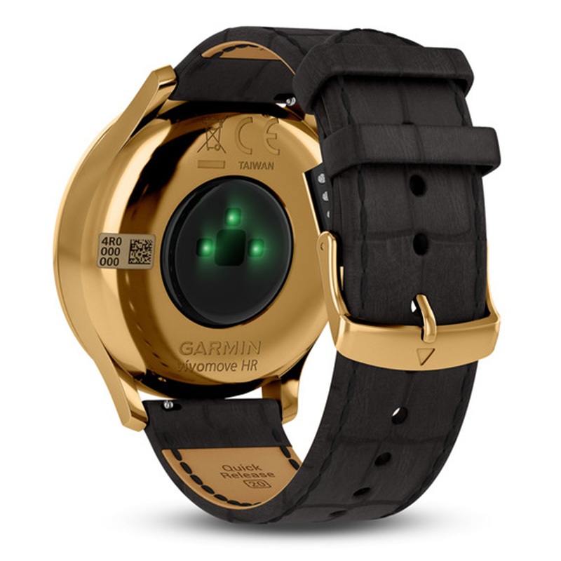 Garmin Vivomove HR Sport Gold Stainless Steel with Black Embossed Italian Leather Band S/M Best Price in UAE