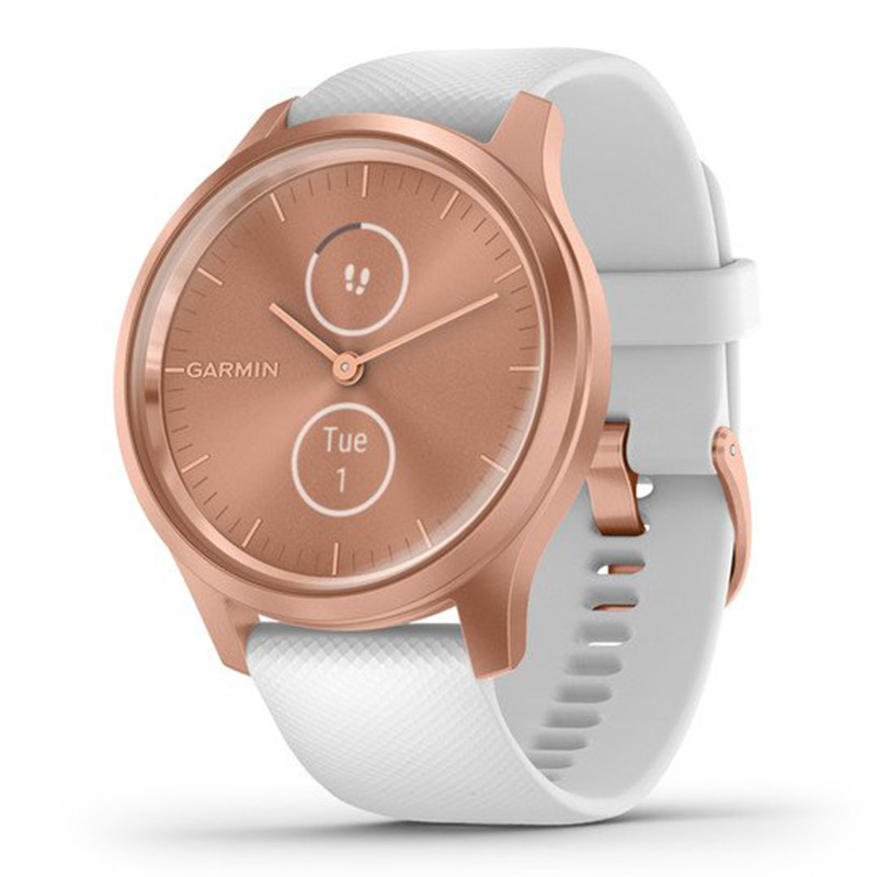 Garmin VivoMove Luxe Rose Gold Aluminium Case With White Silicone Band 42 mm (010-02240-00) Best Price in UAE