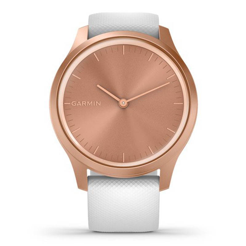 Garmin VivoMove Luxe Rose Gold Aluminium Case With White Silicone Band 42 mm (010-02240-00) Best Price in UAE