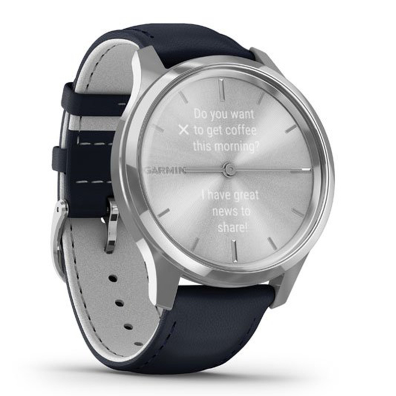 Garmin VivoMove Luxe Silver Stainless Steel Case with Navy Italian Leather Band 42 mm  (010-02241-20) Best Price in UAE