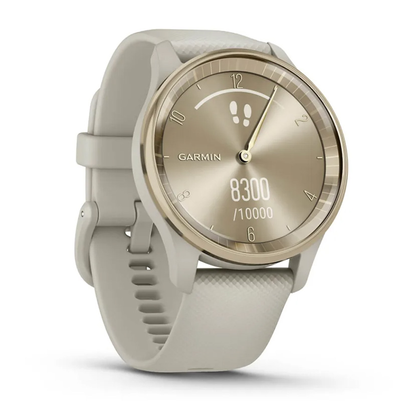 Garmin Vivomove Trend Cream Gold Stainless Steel Bezel with French Grey Case and Silicone Band Best Price in Al Ain