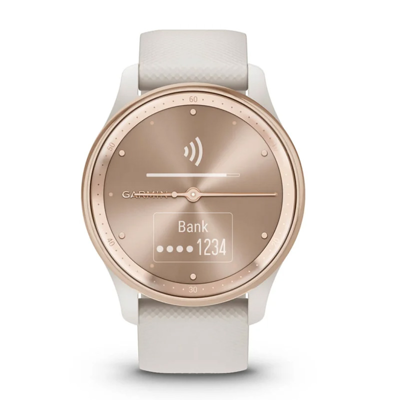 Garmin Vivomove Trend Peach Gold Stainless Steel Bezel with Ivory Case and Silicone Band
