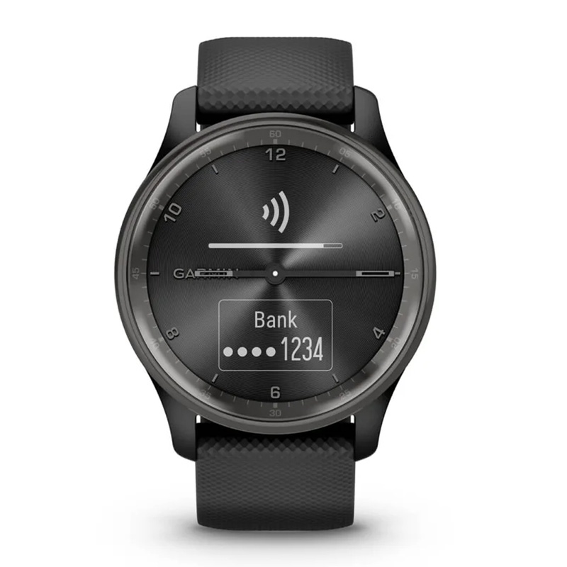 Garmin Vivomove Trend Slate Stainless Steel Bezel With Black Case And Silicone Band