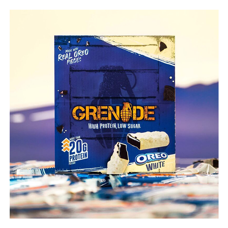 Grenade High Protein Low Sugar Bar 60 G x 12 Pcs - Oreo White Best Price in Ajman