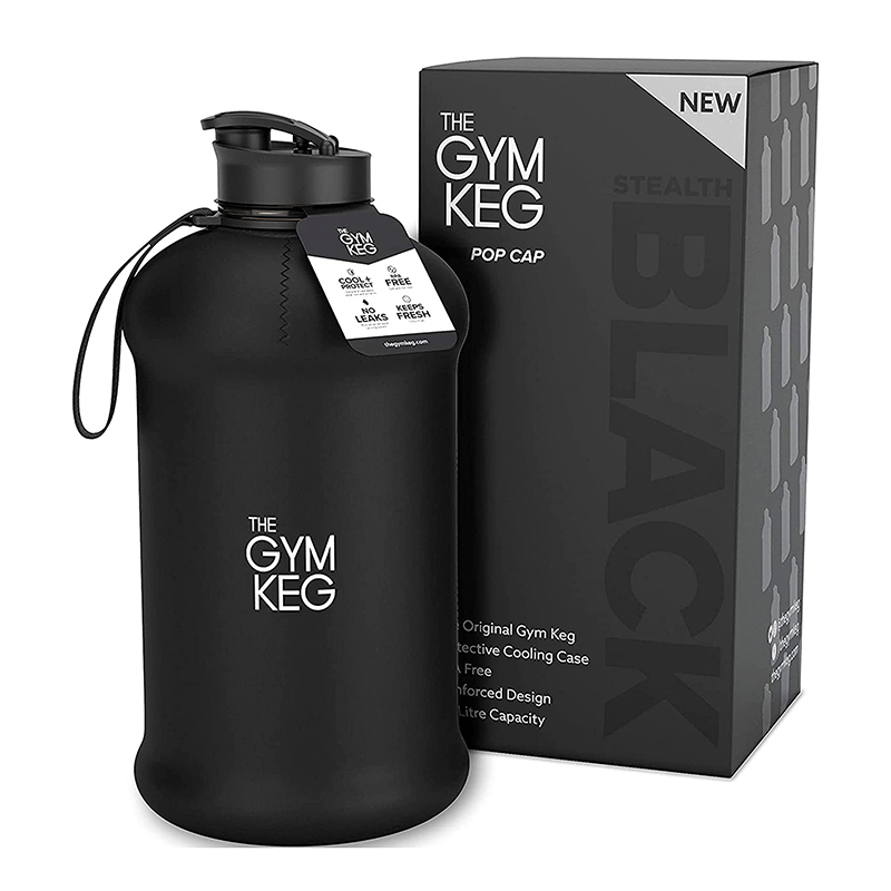 Gym Keg Sports Water Bottle Stealth Black 2.2 Litre