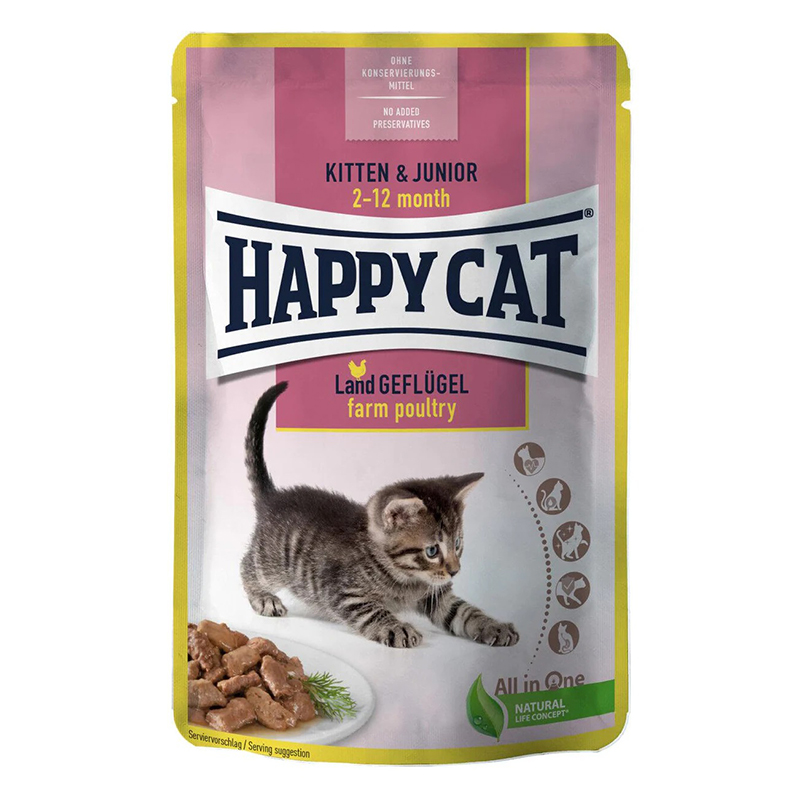 Happy Cat Mis Kitten & Junior Farm Poultry 85 G